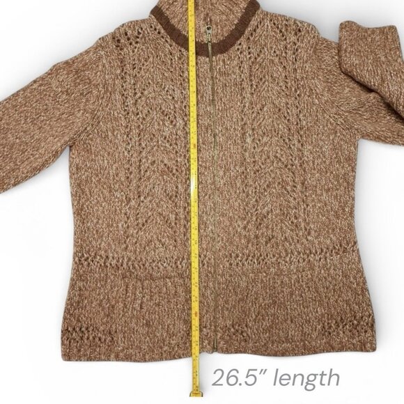 Vintage Woolrich Women’s Large Zip Front Wool Cardigan Sweater Rustic Brown - Picture 9 of 11
